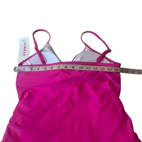 Hot Pink Twist-Front Tankini Swim Top Adjustable Straps Womens Size 12 NEW - Picture 5 of 10